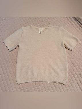 Women's Short Sleeve Crewneck Sweater in Cream